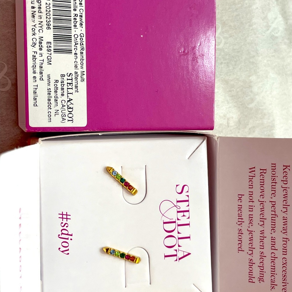 Stella & Dot Gold Rainbow Ear Crawlers Earrings